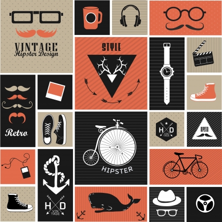 Hipster Style Elements Icons And Labels Can Be Used For Retro