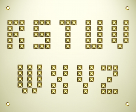 Vector gold font with stud / can be used banners, invitation, congratulation or website layout vector/ gold metal studのイラスト素材