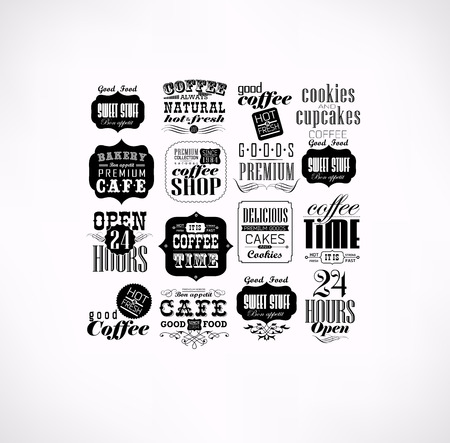 Retro Coffee  Labels and typography. Coffee decoration collectionのイラスト素材