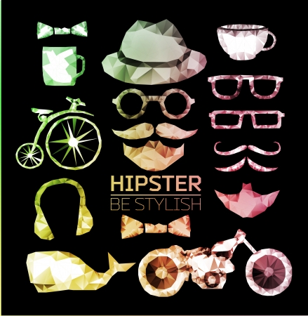 Hipster style elements, icons and labels can be used for  retro vintage  websiteのイラスト素材