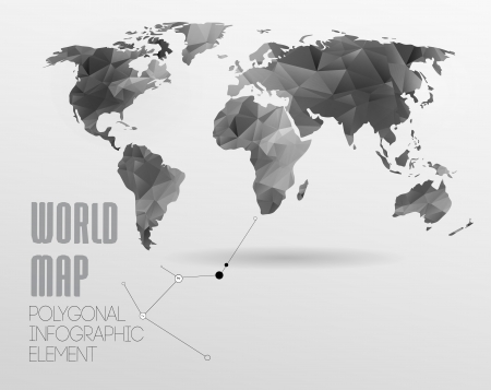 Polygonal World Map and Information Graphics. World Map and typographyのイラスト素材