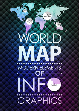 Polygonal World map card. Modern geometrical elements of info graphics. World Map, typography.のイラスト素材