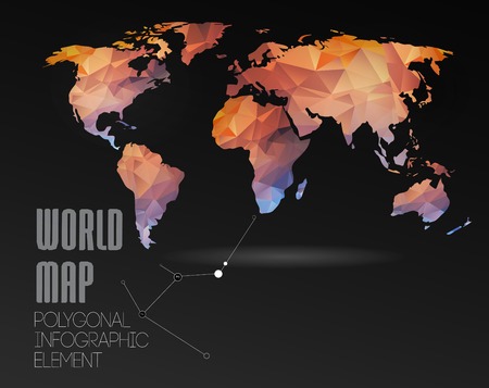 Polygonal World Map and Information Graphics. World Map and typographyのイラスト素材