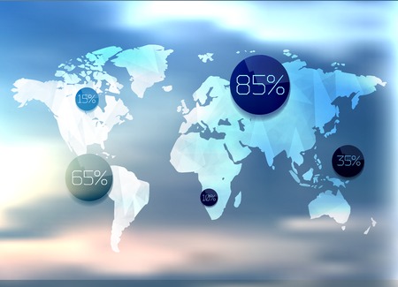 Polygonal World Map and Information Graphics. World Map and typographyのイラスト素材