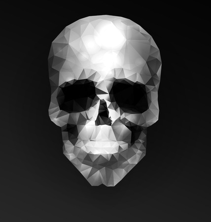 Dark gothic Background with polygonal modern skull,  crystal skullのイラスト素材