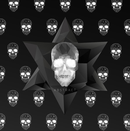 Dark gothic Background with polygonal modern skull,  crystal skullのイラスト素材