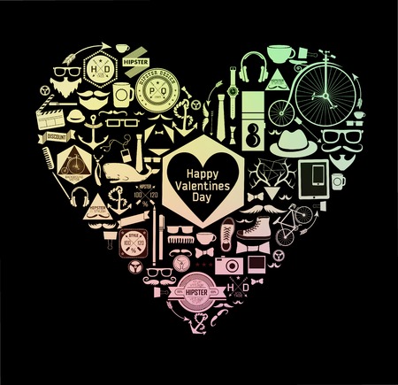 happy valentines day cards with  heartsのイラスト素材