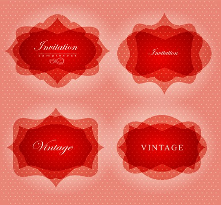 Elegant transparent invitation card and label in retro style.のイラスト素材