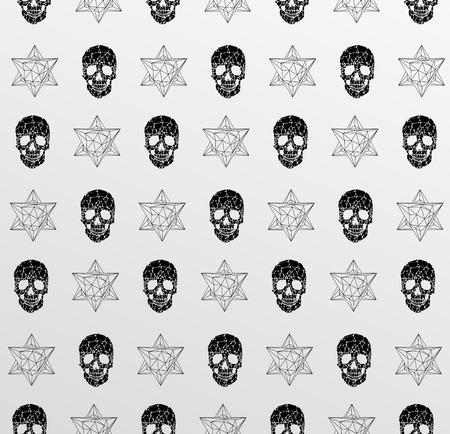 Abstract  gothic sacral seamless pattern,  crystal design element, symbol, sign for tattooのイラスト素材