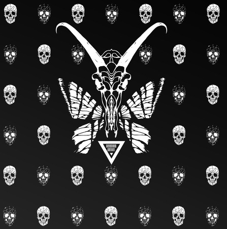 Abstract  gothic sacral seamless pattern,  crystal design element, symbol, sign for tattooのイラスト素材