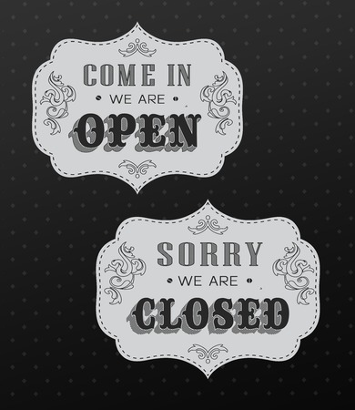 Open Vintage retro signs  vector illustration  can be used for invitation, congratulation or websiteのイラスト素材