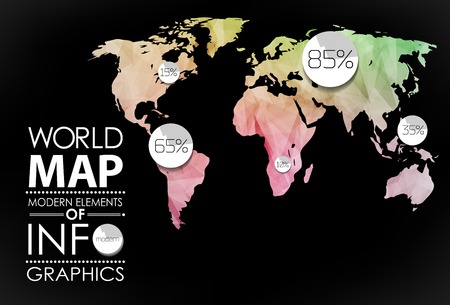 Polygonal World map card. Modern geometrical elements of info graphics. World Map, typography.のイラスト素材