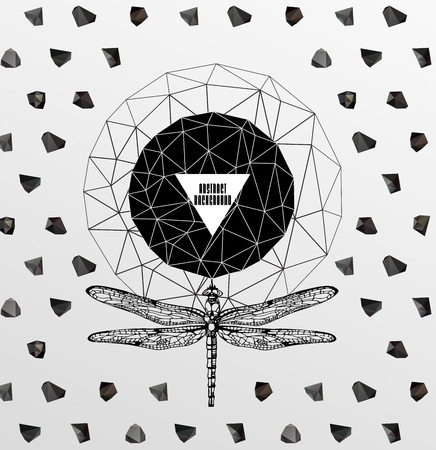 Abstract  gothic sacral illustration with polygon,  crystal design element, symbol, sign for tattooのイラスト素材