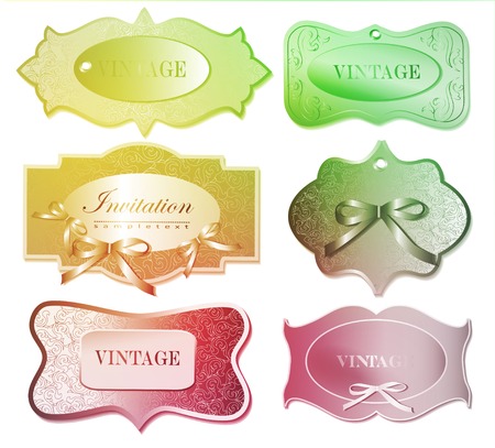 Set of retro labels/greeting card, with bow for design/Design template can be used banners, invitation, congratulation or website layout vectorのイラスト素材