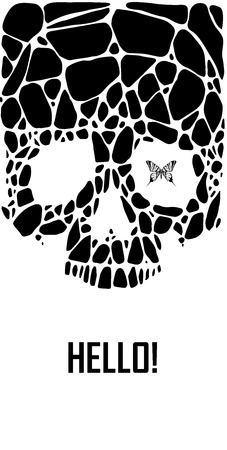 Abstract  gothic sacral skull with polygon,  crystal design element, symbol, sign for tattooのイラスト素材