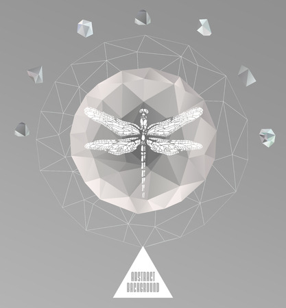 Abstract hipster poster, illustration drawn by hand, with polygon ,  crystal design element, symbol, sign for tattooのイラスト素材