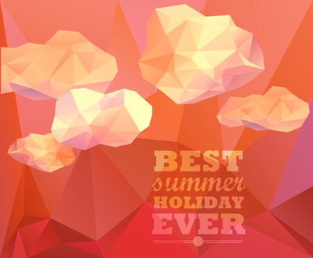 Polygonal sky  and cloud, sammer poster. Polygonal background, illustrationのイラスト素材