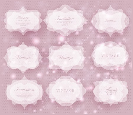Elegant transparent invitation card and label in retro style can be used for invitation, congratulationのイラスト素材