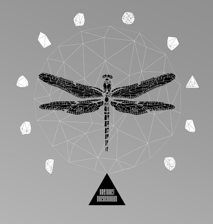 Abstract hipster poster with illustration drawn by hand and polygonal design element, symbol, sign for tattooのイラスト素材