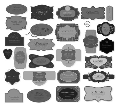 set retro vintage ribbons and label set retro vintage ribbons and labelのイラスト素材