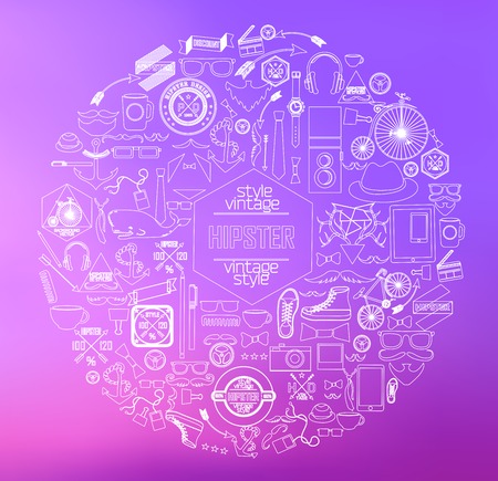 Modern thin line Hipster style elements, icon and object can be used for retro vintage website, info-graphics, bannerのイラスト素材