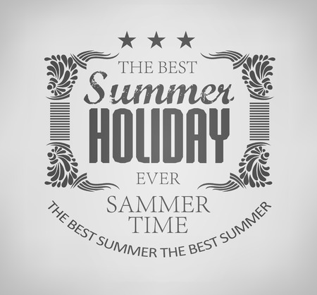 elements for Summer Holidays with colorful background  calligraphic designs ornaments labelsのイラスト素材