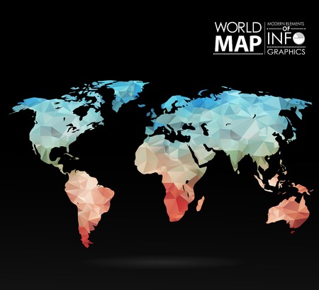 World map background in polygonal style. Modern elements of info graphics. World Mapのイラスト素材
