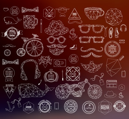 Modern thin line Hipster style elements, icon and object can be used for retro vintage website, info-graphics, bannerのイラスト素材