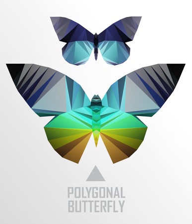 Colorful polygonal butterfly flying. Geometric illustration Colorful polygonal butterfly flying. Geometric illustrationのイラスト素材