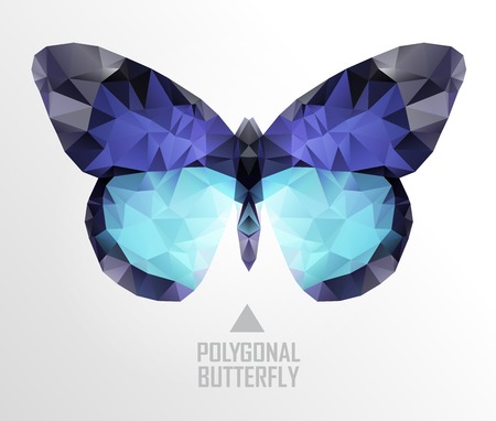 Colorful polygonal butterfly flyingのイラスト素材