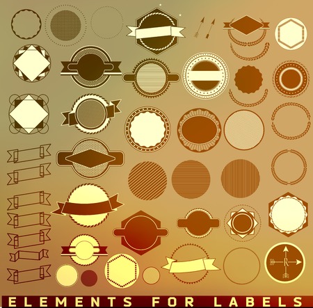 Mega set of design elements for retro label and ribbonsのイラスト素材