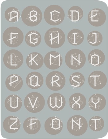 Polygonal geometric font. Creative Alphabet. Typographic Set. Cosmic styleのイラスト素材