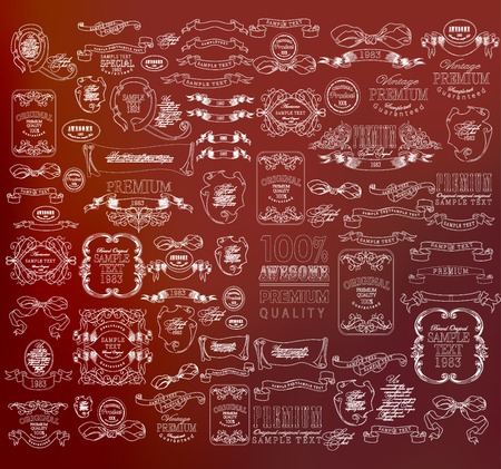 Set of decorative, calligraphic  design elements, can be used for invitation, congratulationのイラスト素材