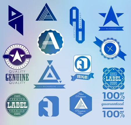 set of design elements for retro label and ribbonsのイラスト素材