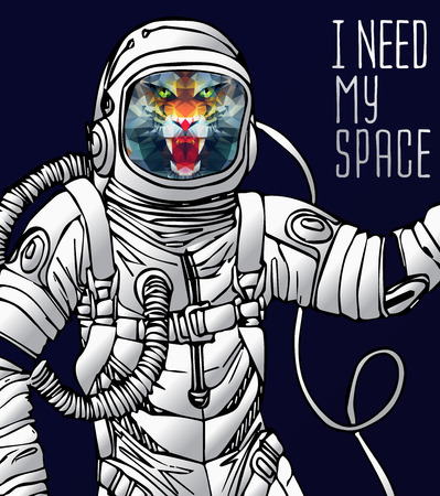 Space concept with astronaut and Quote Background, typography. Cosmic posterのイラスト素材