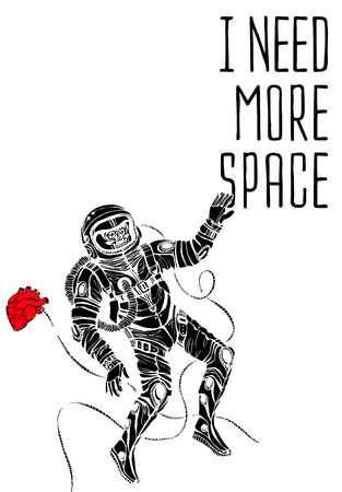 Space concept with astronaut and Quote Background, typography. Cosmic posterのイラスト素材