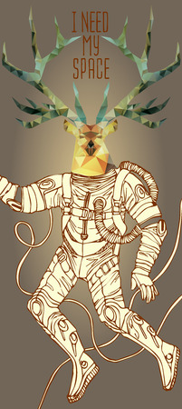Space concept with deer astronaut and Quote Backgroundのイラスト素材