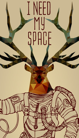 Space concept with deer astronaut and Quote Backgroundのイラスト素材