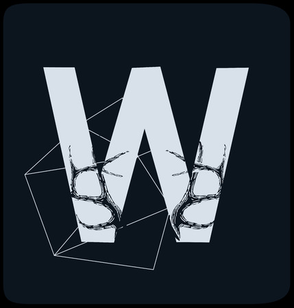 Abstract letter in gothic style. Creative font.のイラスト素材