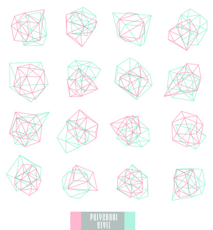 Abstract polygonal label design, transparent elements. Hipster background.  Cosmic style. . low poly illustrationのイラスト素材