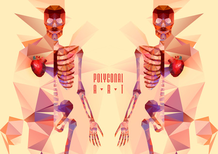 Polygonal skeleton. low poly illustration. Polygonal creative posterのイラスト素材