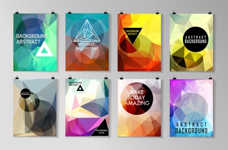 Set of poster, flyer, brochure design templates. Abstract modern polygonal backgrounds.のイラスト素材