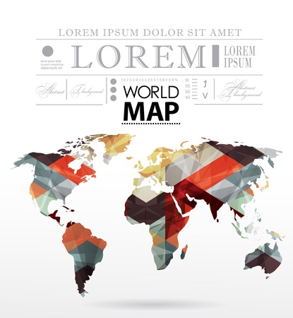 Modern elements of info graphics. Polygonal, mosaic World Mapのイラスト素材