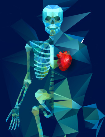 Polygonal skeleton. low poly illustration. Polygonal creative posterのイラスト素材