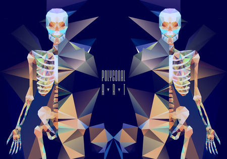Polygonal skeleton. low poly illustration. Polygonal creative posterのイラスト素材