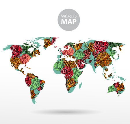 Modern elements of info graphics. Flowers World Mapのイラスト素材