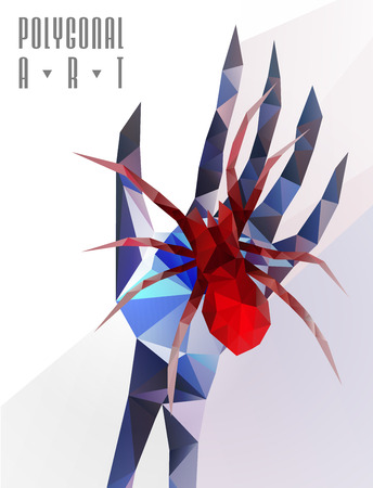 Abstract polygonal hand . Geometric hipster illustration. Polygonal posterのイラスト素材