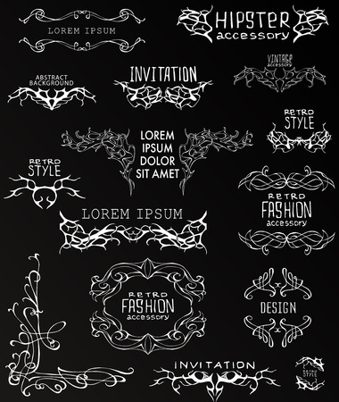 Set of calligraphic and floral design elements.のイラスト素材