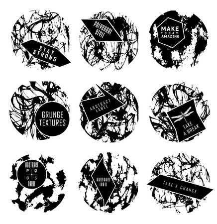 Abstract set of blobs, splash, labels on backgroundのイラスト素材