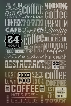 Mega set of thin line Vintage Retro Coffee  Labels and typography. Coffee decoration collectionのイラスト素材
